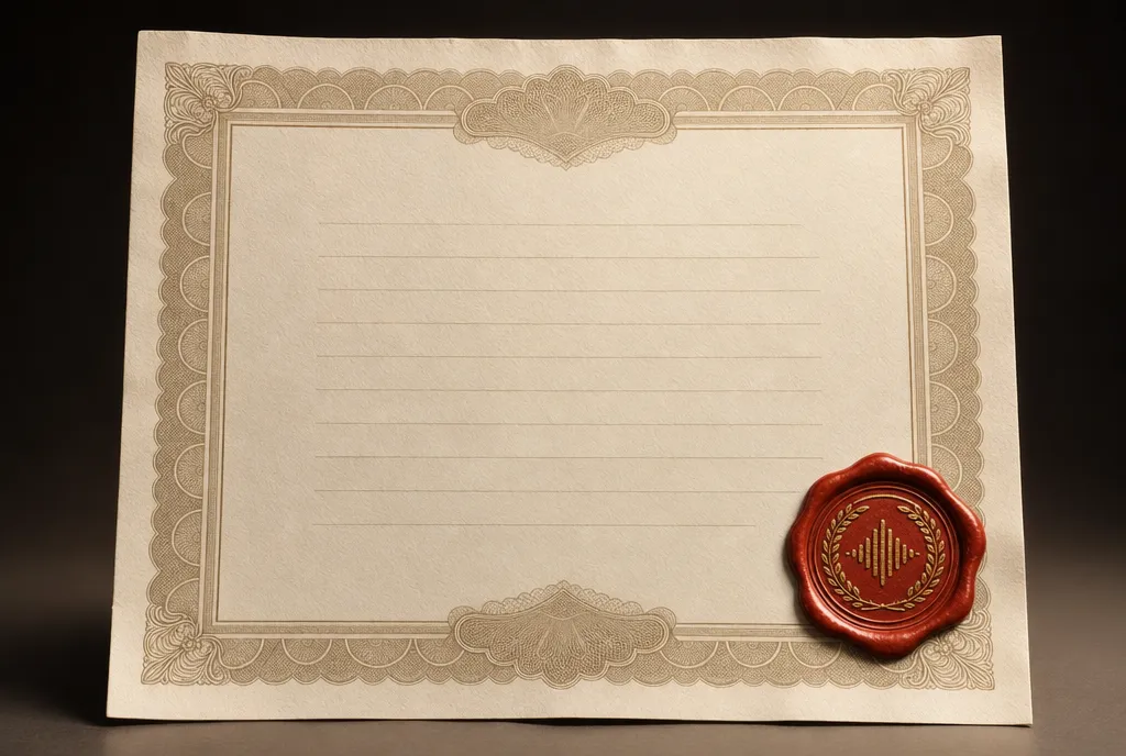 A Vocrypt voiceprint certificate, stamped with the verification seal