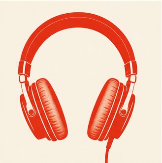 A podcaster at a microphone